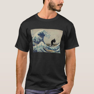 Camiseta Gato da grande onda japonesa de Kanagawa