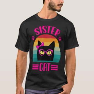 Camiseta Gato Da Irmã Mais Pequena Com Óculos Rosa