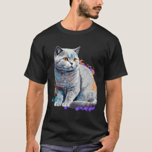 Camiseta Gato da Raça British Shorthair Colorida Mãe Senhor