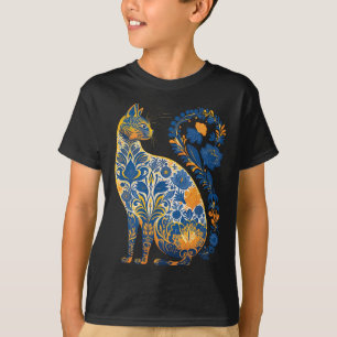 Camiseta Gato da Ucrânia Floral Retro Bandeira Ucraniana E