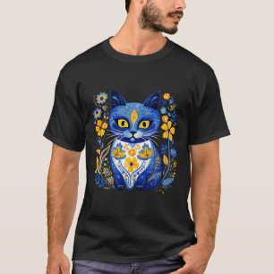 Camiseta Gato da Ucrânia Floral Vintage Bandeira Ucraniana