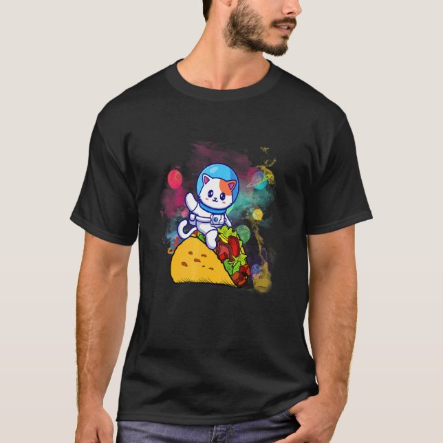 Camiseta Gato Dabbing Astronauta No Espaço Presente Taco Mo (Frente)