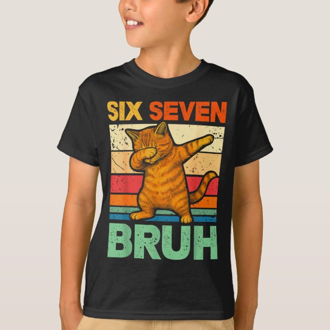 Camiseta Gato Dabbing Bruh 67 Meme 6 7 Seis Sete  (Frente)