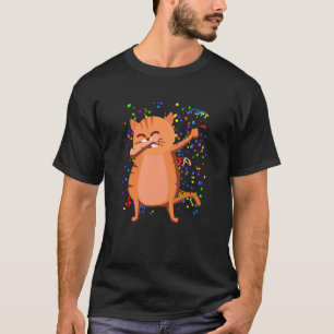 Camiseta Gato Dabbing Festa Confete Dono de Animal de Estim