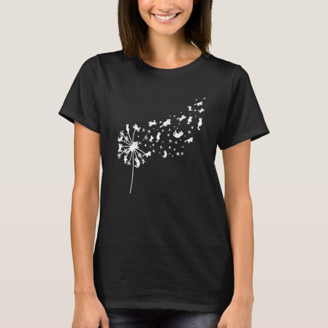 Camiseta Gato Dandelion  Fãs de gatos Poder Floral Dandelio (Frente)