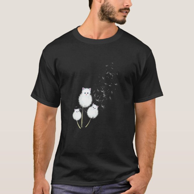 Camiseta Gato Dandelion Flor Sk (Frente)