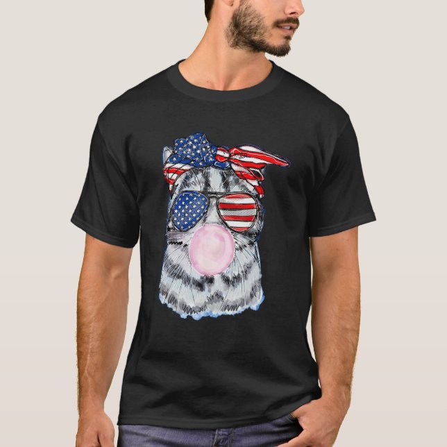 Camiseta gato de 4 de julho Bubblegum (Frente)