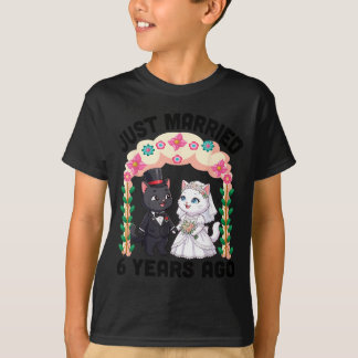 Camiseta Gato de 6 Anos de Casado 6º Aniversário de Casamen