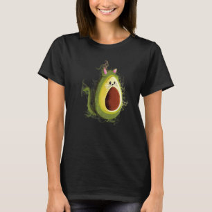 Camiseta Gato de abacate de abacate com vegetação branca