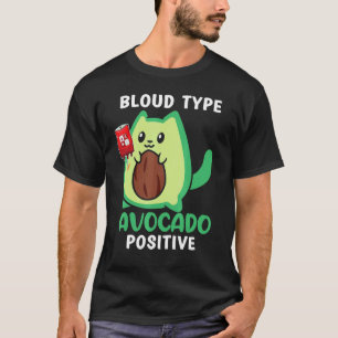 Camiseta Gato de Abacate do Tipo Sanguíneo Positivo Guacam