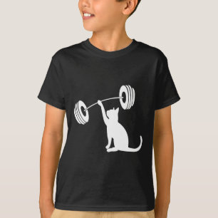 Camiseta Gato de Academia de Força e Peso de Fitness Engraç