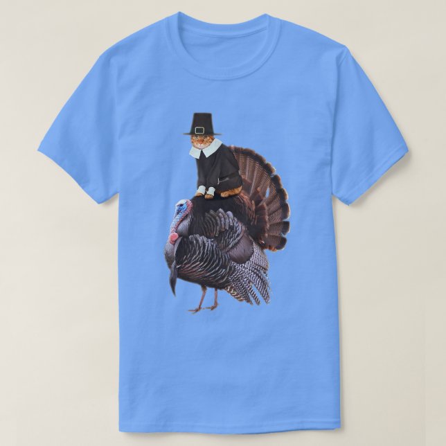 Camiseta Gato De Ação De Graças Em Peregrino Costume Andand (Frente do Design)