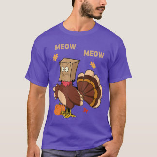 Camiseta Gato de Ação de Graças Engraçado Gato Fake Meow