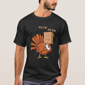 Camiseta Gato de Ação de Graças Peru Meow Gato Falso Engraç