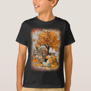 Camiseta Gato de Ação de Graças Pumpkin Outono Fal de Gatos