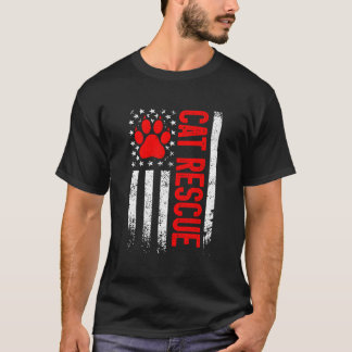 Camiseta Gato de Adoção de Resgate de Bandeira dos EUA Gato
