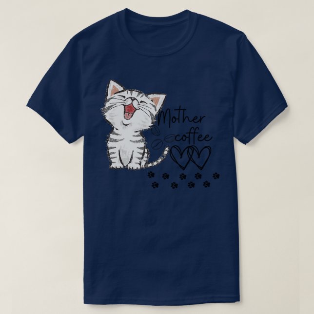 Camiseta Gato de amante de café da mãe 3 (Frente do Design)