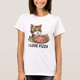 Camiseta Gato de amante de pizza