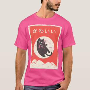 Camiseta Gato de Animação Kawaii Japonês Vintage