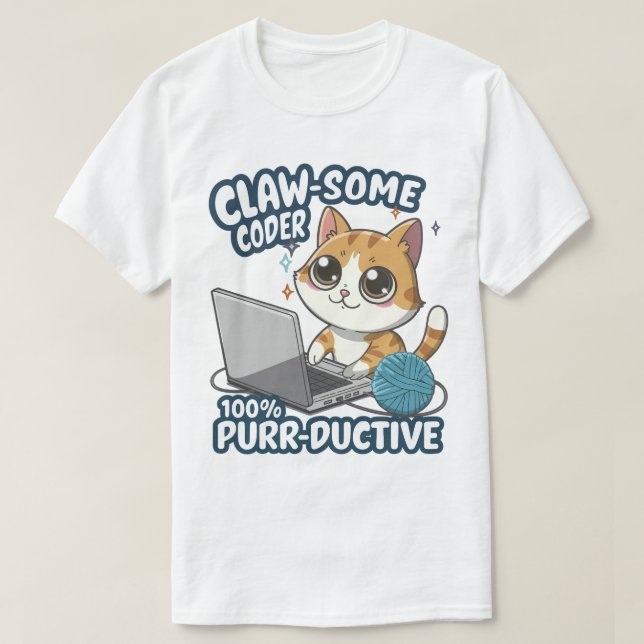 Camiseta Gato de Anime Coder - Engraçada Programaç (Frente do Design)