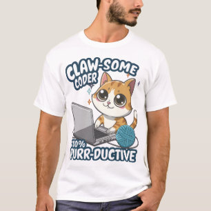 Camiseta Gato de Anime Coder - Engraçada Programaç