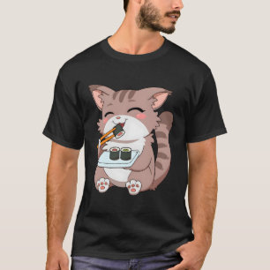 Camiseta Gato de Anime de Sushi Nigiri Sashimi Sushi