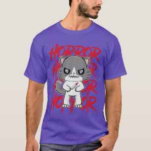 Camiseta Gato de Anime Fofinho de Ragdoll Fãs de Horror Fel