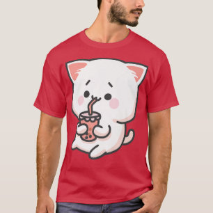 Camiseta Gato de anime Kawaii Bolha Tea Neko Boba Tea Milk