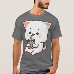 Camiseta Gato de anime Kawaii Bolha Tea Neko Boba Tea Milk