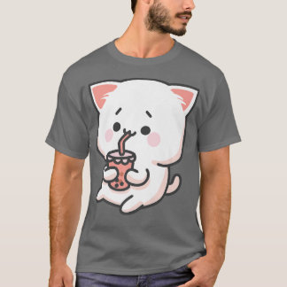 Camiseta Gato de anime Kawaii Bolha Tea Neko Boba Tea Milk