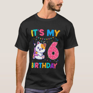 Camiseta Gato de aniversário de 6 anos Gatinho gatinho 6º a