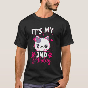 Camiseta Gato De Aniversário Para Garota De 2 Anos É Meu se