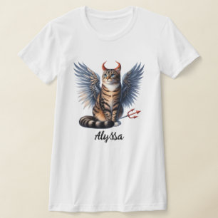 Camiseta Gato de Anjo e Demônio da Tabby