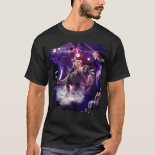 Camiseta Gato de arremesso a laser na pizza de dinossauro