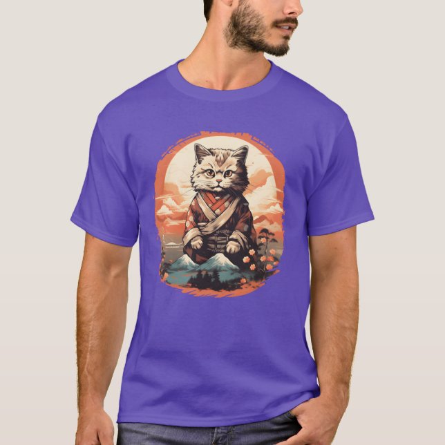 Camiseta Gato de Arte Japonês (Frente)