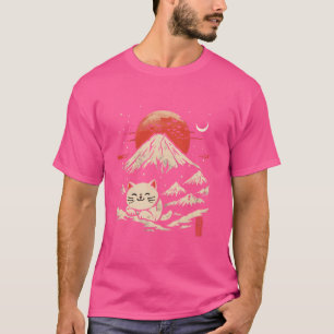 Camiseta Gato De Arte Japonês Do Monte Fuji Sunset Kitten L