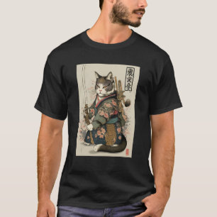 Camiseta Gato de Arte Japonês Ninja Estilo Ukiyo-e Gato Sam