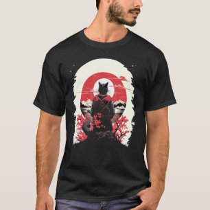 Camiseta Gato de Arte Japonês Ninja Estilo Ukiyo-e Gato Sam