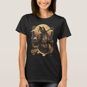 Camiseta Gato de Arte Japonês Ninja no Estilo Ukiyo-e Gato