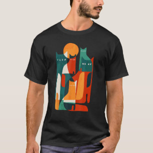 Camiseta Gato de Arte Linear Gatinho Abstrato Minimalista A