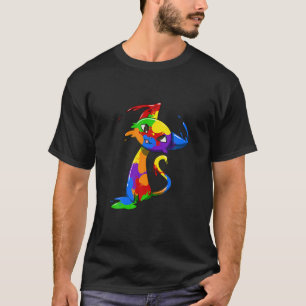 Camiseta Gato De Arte Líquida Colorida Para Artistas E Aman