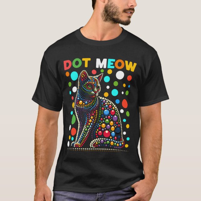 Camiseta Gato de Arte Pota Colorida (Frente)