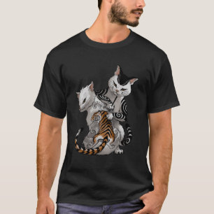 Camiseta Gato De Artista De Tatuagem Tradicional Japonês De