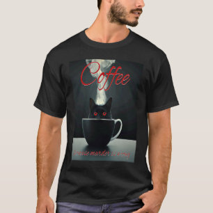 Camiseta Gato de Assassinato de Café Mantém suas Vítimas Vi