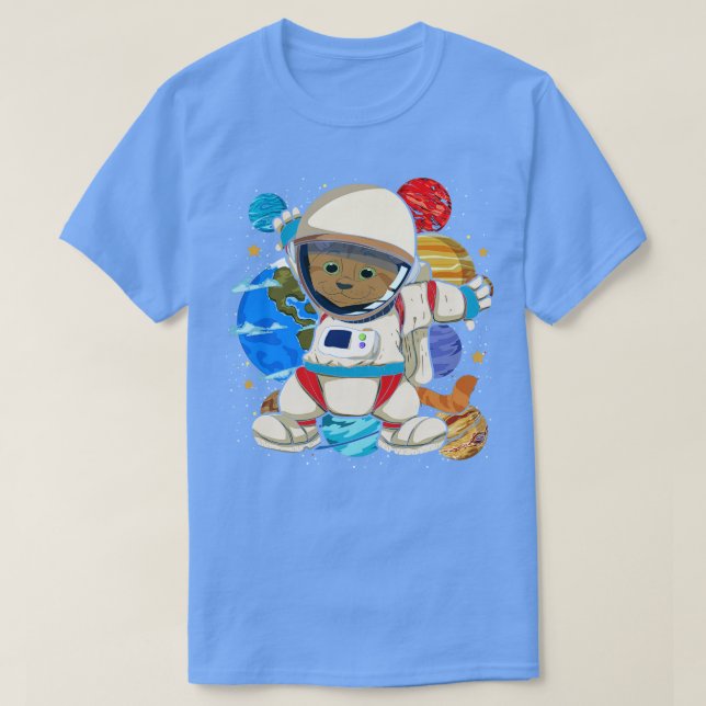Camiseta Gato de Astronauta Animal da Space Science (Frente do Design)