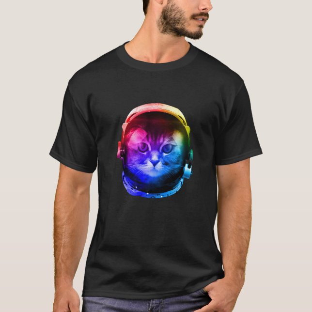 Camiseta Gato de Astronauta Colorido (Frente)