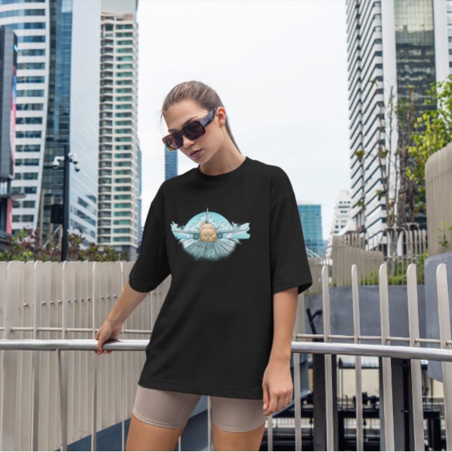 Camiseta Gato de avião desenhado à mão (Criador carregado)