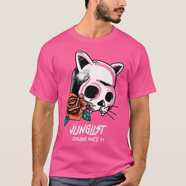 Camiseta Gato De Bass Líquido Da Selva De Música Edm Drum N (Frente)