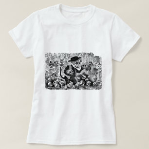Camiseta Gato de beco Calavera C. 1900's adiantado México