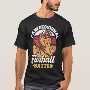 Camiseta gato de beisebol Pawfessional Furball batedor 1